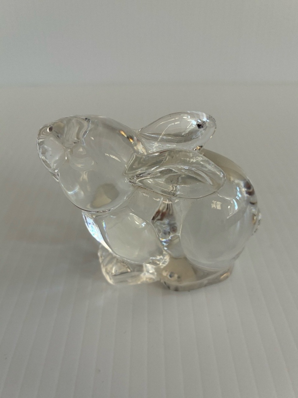 Y2K Clear Small Glass Bunny Figurine Farmhouse Cottagecore Collectible Darling